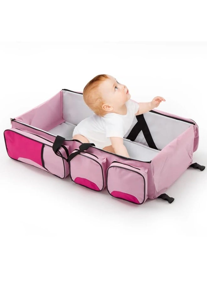 Portable Baby Diaper Bag & Foldable Travel Bassinet Bed with Storage Pockets - Image 3